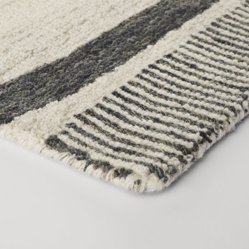 Allmodern Uptown Handmade Hand Tufted Wool Cream Charcoal Black Rug